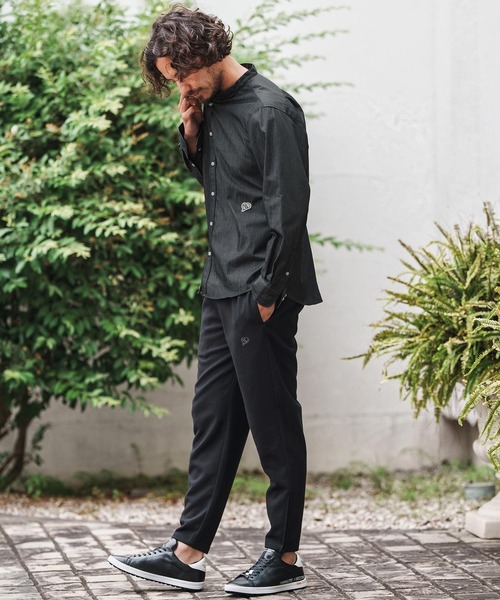 1minute 1second(ワンミニットワンセカンド)の「ms6159-oxford band collar shirt with logo print バンドカラーシャツ(シャツ/ブラウス・メンズ・ネイビー/ブラック×ホワイト/ブラック×ブラック・S/M/L/XL)」の15枚目の写真