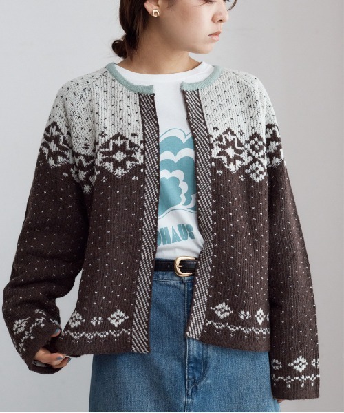 NOMBRE IMPAIR（ノンブルアンペール）の「バイカラーJQ　ワイドカーデ（カーディガン/ボレロ・レディース・ブラウン/チャコールグレー・FREE）」の3枚目の写真