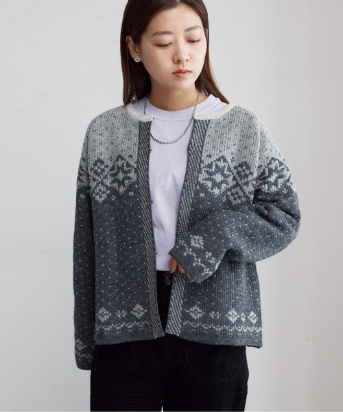 NOMBRE IMPAIR（ノンブルアンペール）の「バイカラーJQ　ワイドカーデ（カーディガン/ボレロ・レディース・ブラウン/チャコールグレー・FREE）」の4枚目の写真