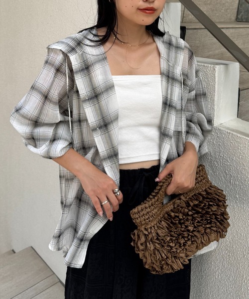 セール】【体型カバーも叶う】フード付きシアーシャツ（シャツ