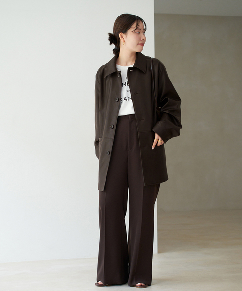 plage(プラージュ)の「Leather Like Car コート(その他アウター・レディース・ブラウン/ブラック・38/36)」の7枚目の写真