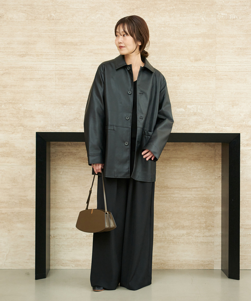 plage(プラージュ)の「Leather Like Car コート(その他アウター・レディース・ブラウン/ブラック・38/36)」の8枚目の写真