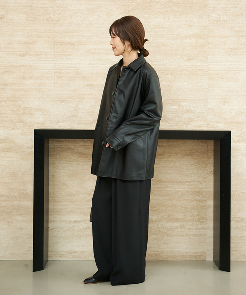 plage(プラージュ)の「Leather Like Car コート(その他アウター・レディース・ブラウン/ブラック・38/36)」の9枚目の写真