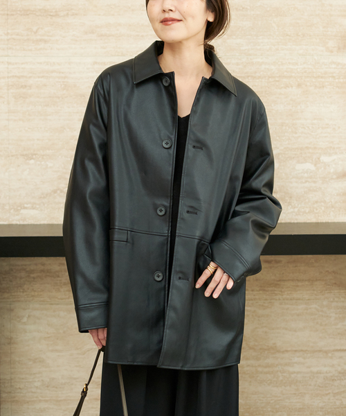 plage(プラージュ)の「Leather Like Car コート(その他アウター・レディース・ブラウン/ブラック・38/36)」の11枚目の写真