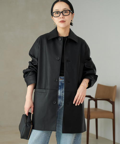 plage(プラージュ)の「Leather Like Car コート(その他アウター・レディース・ブラウン/ブラック・38/36)」の19枚目の写真