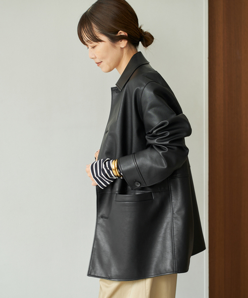 Plage Leather Like Car コートサイズ38 プラージュ Plage Leather Like Car コート （ブラウン