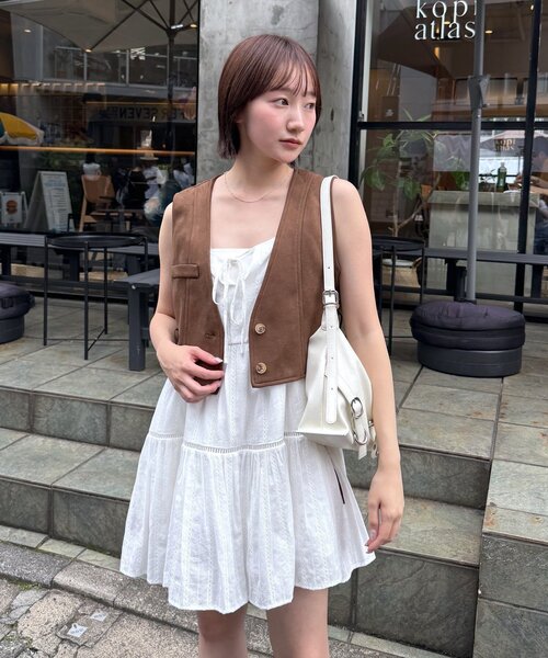 mline（エムライン）の「[mline]フェイクスエードベスト（ベスト・レディース・ベージュ/ブラウン・FREE）」の2枚目の写真