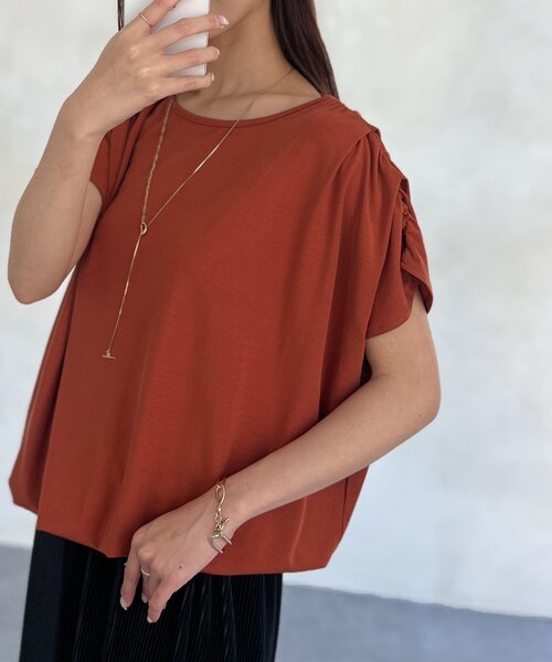 Chez toi(シェトワ)の「肩ギャザーバルーンカットソー(Tシャツ/カットソー・レディース・オレンジ/ブラック/ベージュ・FREE)」の18枚目の写真