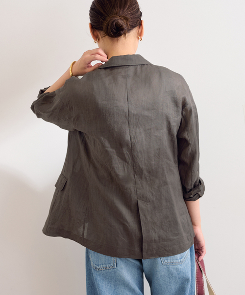 【試着のみ】NOBLE ラミーライトジャケット ブラック 36 試着のみ】NOBLE ラミーライトジャケット ブラック 36 ノーカラー