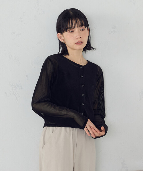 COMME CA ISM(コムサイズム)の「シアーベロア カーディガン(カーディガン/ボレロ・レディース・ブラック/チャコール・MEDIUM/LARGE)」の12枚目の写真