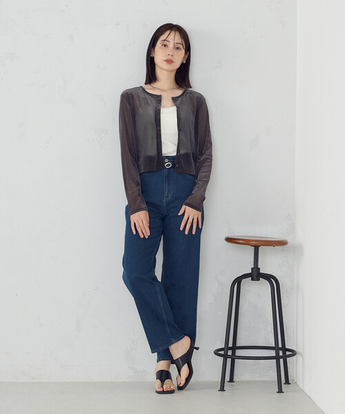 COMME CA ISM(コムサイズム)の「シアーベロア カーディガン(カーディガン/ボレロ・レディース・ブラック/チャコール・MEDIUM/LARGE)」の14枚目の写真