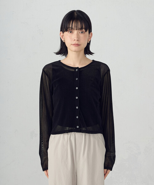 COMME CA ISM(コムサイズム)の「シアーベロア カーディガン(カーディガン/ボレロ・レディース・ブラック/チャコール・MEDIUM/LARGE)」の15枚目の写真