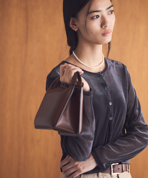 COMME CA ISM(コムサイズム)の「シアーベロア カーディガン(カーディガン/ボレロ・レディース・ブラック/チャコール・MEDIUM/LARGE)」の1枚目の写真