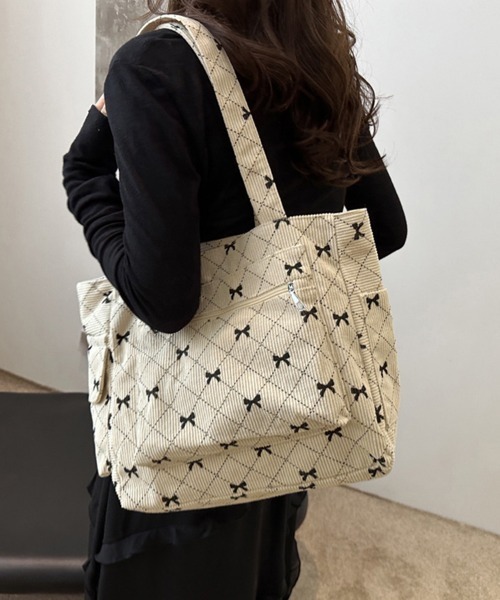 Miniministore(ミニミニストア)の「コーデュロイ マルチポケットトートバッグ(トートバッグ・レディース・ピンク/ブルーグレー/ライトベージュ/グレー/ブラウン・FREE)」の5枚目の写真