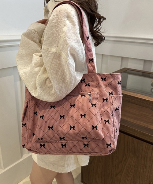 Miniministore(ミニミニストア)の「コーデュロイ マルチポケットトートバッグ(トートバッグ・レディース・ピンク/ブルーグレー/ライトベージュ/グレー/ブラウン・FREE)」の10枚目の写真