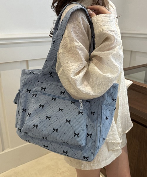 Miniministore(ミニミニストア)の「コーデュロイ マルチポケットトートバッグ(トートバッグ・レディース・ピンク/ブルーグレー/ライトベージュ/グレー/ブラウン・FREE)」の12枚目の写真