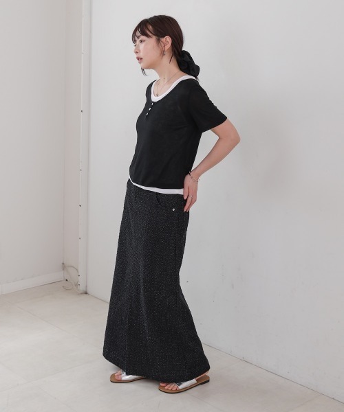 Bab（バブ）の「タンクセットヘンリーネックトップス（Tシャツ/カットソー・レディース・ブラウン/ライトブルー/ブラック/チャコールグレー・M）」の9枚目の写真