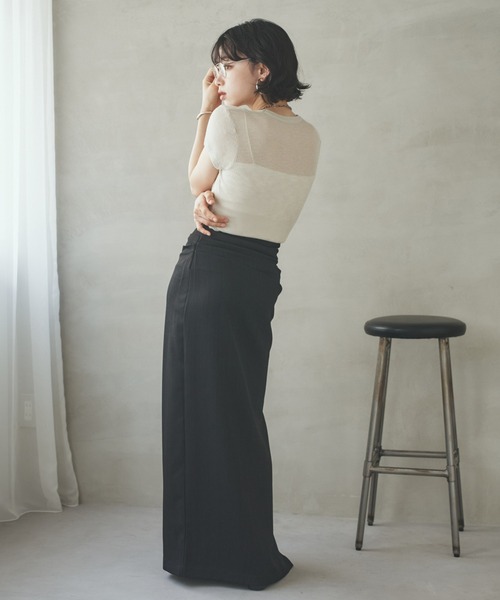 LAULEN(ローレン)の「tuck slit long skirt /タックサイドスリットロングスカート(スカート・レディース・グレー/ブラック・M/S)」の10枚目の写真