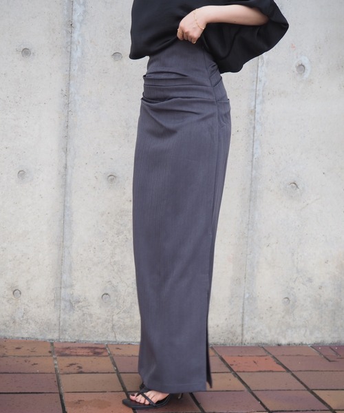 LAULEN(ローレン)の「tuck slit long skirt /タックサイドスリットロングスカート(スカート・レディース・グレー/ブラック・M/S)」の13枚目の写真