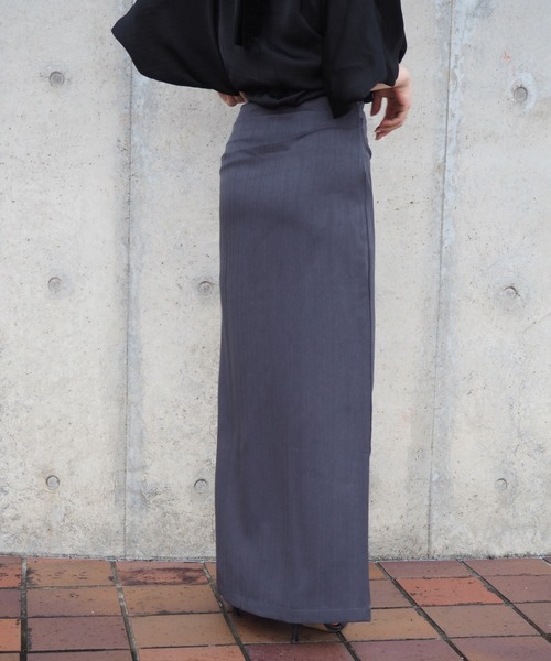 LAULEN(ローレン)の「tuck slit long skirt /タックサイドスリットロングスカート(スカート・レディース・グレー/ブラック・M/S)」の14枚目の写真