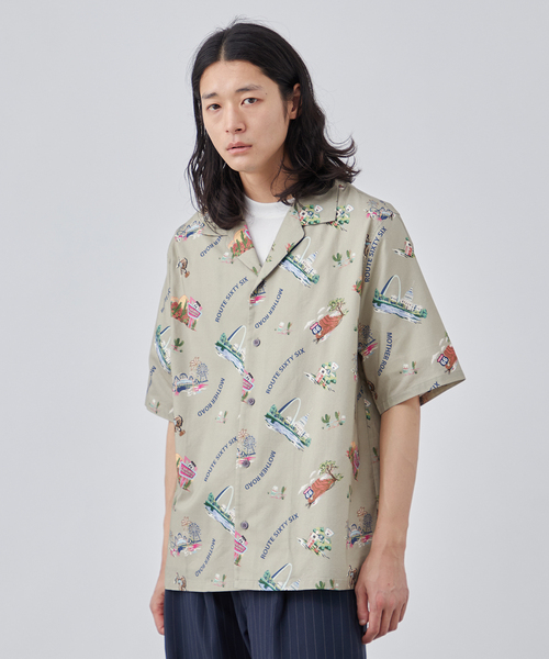 B.C STOCK(ベーセーストック)の「《追加》【CALIFORNIA RANCH HOUSE】アロハシャツ -ROUTE66-(シャツ/ブラウス・メンズ・ホワイト/ブラック/カーキ・MEDIUM/LARGE)」の3枚目の写真