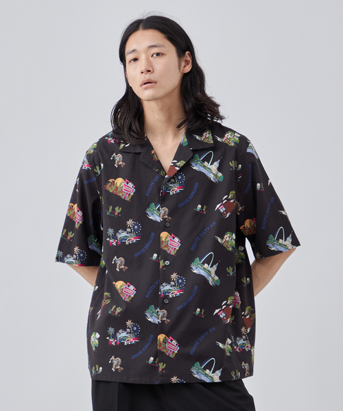 B.C STOCK(ベーセーストック)の「《追加》【CALIFORNIA RANCH HOUSE】アロハシャツ -ROUTE66-(シャツ/ブラウス・メンズ・ホワイト/ブラック/カーキ・MEDIUM/LARGE)」の2枚目の写真