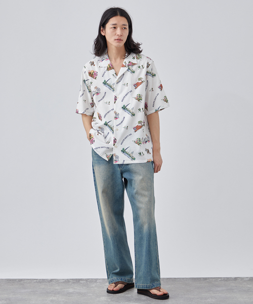 B.C STOCK(ベーセーストック)の「《追加》【CALIFORNIA RANCH HOUSE】アロハシャツ -ROUTE66-(シャツ/ブラウス・メンズ・ホワイト/ブラック/カーキ・MEDIUM/LARGE)」の4枚目の写真