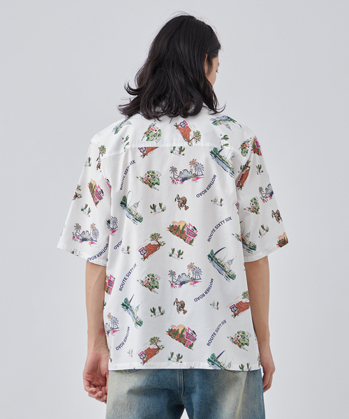 B.C STOCK(ベーセーストック)の「《追加》【CALIFORNIA RANCH HOUSE】アロハシャツ -ROUTE66-(シャツ/ブラウス・メンズ・ホワイト/ブラック/カーキ・MEDIUM/LARGE)」の7枚目の写真