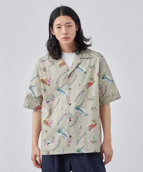 B.C STOCK(ベーセーストック)の「《追加》【CALIFORNIA RANCH HOUSE】アロハシャツ -ROUTE66-(シャツ/ブラウス・メンズ・ホワイト/ブラック/カーキ・MEDIUM/LARGE)」の9枚目の写真