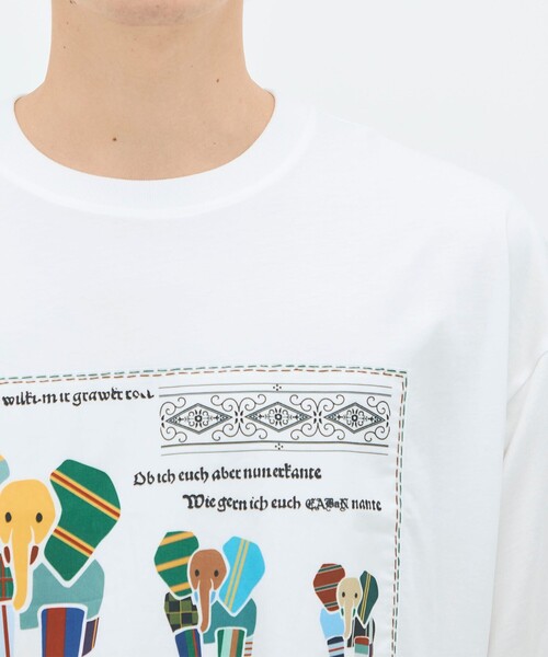 caban(キャバン)の「CABaN スビンコットン MIX PATTERNED ELEPHANT Tシャツ(Tシャツ/カットソー・メンズ・ホワイト系その他・S/M/L)」の5枚目の写真