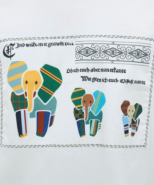 caban(キャバン)の「CABaN スビンコットン MIX PATTERNED ELEPHANT Tシャツ(Tシャツ/カットソー・メンズ・ホワイト系その他・S/M/L)」の9枚目の写真