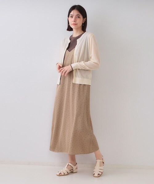 OPAQUE.CLIP（オペークドットクリップ）の「ランダムドット サテンキャミワンピース【洗濯機洗い可】（ワンピース・レディース・ブラック系/ベージュ系・38/40）」の20枚目の写真