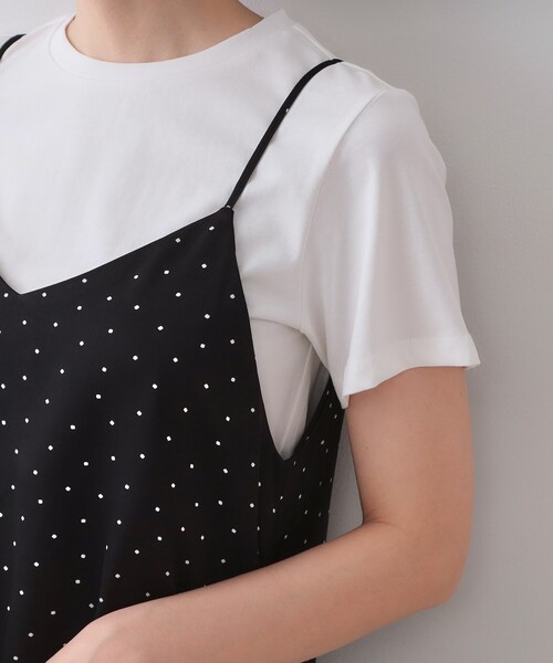 OPAQUE.CLIP（オペークドットクリップ）の「ランダムドット サテンキャミワンピース【洗濯機洗い可】（ワンピース・レディース・ブラック系/ベージュ系・38/40）」の14枚目の写真