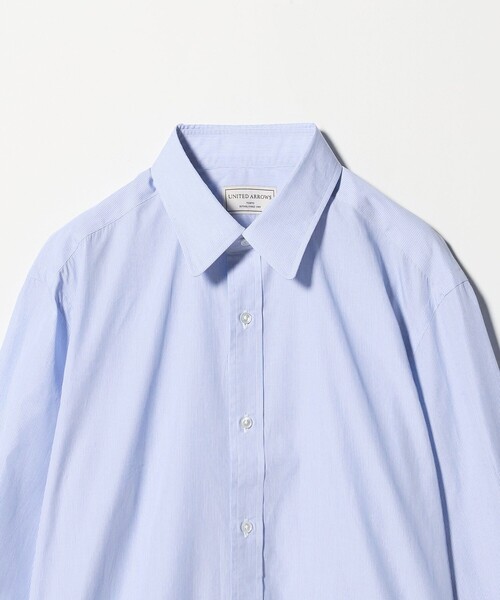 UNITED ARROWS(ユナイテッドアローズ)の「ALBINI ピンストライプ ラウンド レギュラーカラーシャツ(ビジネスシャツ・メンズ・ライトブルー・38cm/39cm/40cm/41cm)」の4枚目の写真