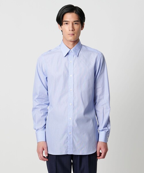 UNITED ARROWS(ユナイテッドアローズ)の「ALBINI ピンストライプ ラウンド レギュラーカラーシャツ(ビジネスシャツ・メンズ・ライトブルー・38cm/39cm/40cm/41cm)」の13枚目の写真