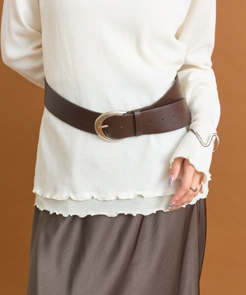 mystic（ミスティック）の「ラウンドバックルワイドベルト（ベルト・レディース・ブラウン/ベージュ・ONE SIZE）」の13枚目の写真