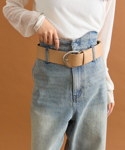 mystic（ミスティック）の「ラウンドバックルワイドベルト（ベルト・レディース・ブラウン/ベージュ・ONE SIZE）」の6枚目の写真