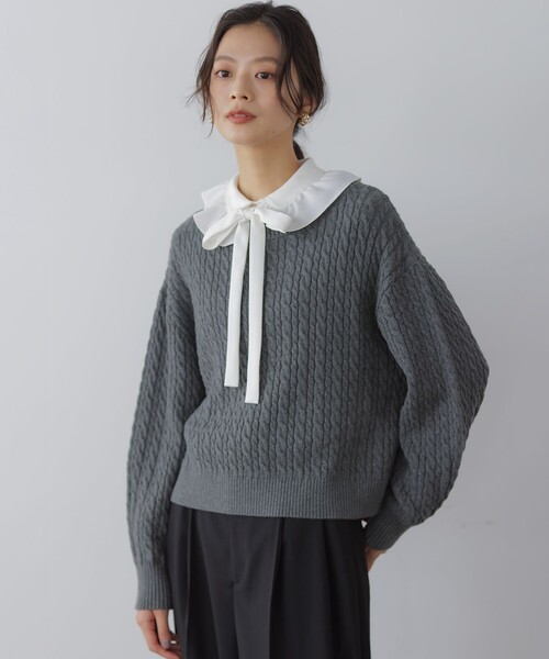 組曲（クミキョク）の「ボウタイ付きフリルカラー ブラウス（シャツ/ブラウス・レディース・アイボリー系・2/3）」の9枚目の写真