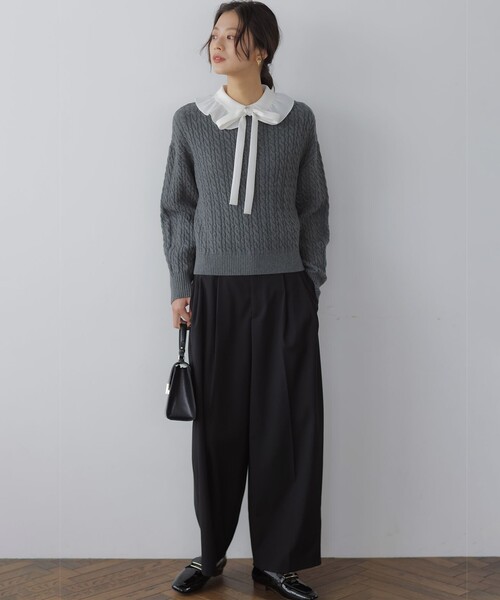 組曲（クミキョク）の「ボウタイ付きフリルカラー ブラウス（シャツ/ブラウス・レディース・アイボリー系・2/3）」の13枚目の写真