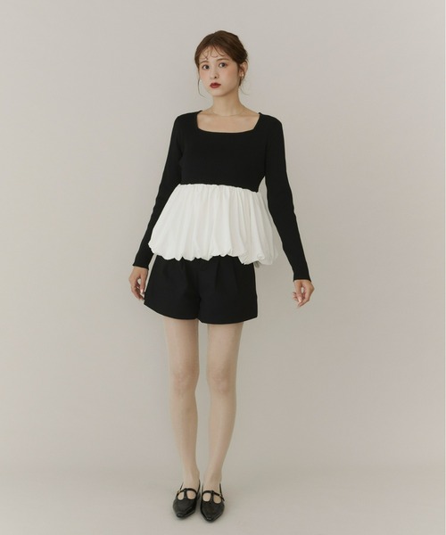 Olu.(オルドット)の「スクエアネックバルーンニット(ニット/セーター・レディース・グレー/ブラック/ベージュ/ブラック×ホワイト・FREE)」の8枚目の写真