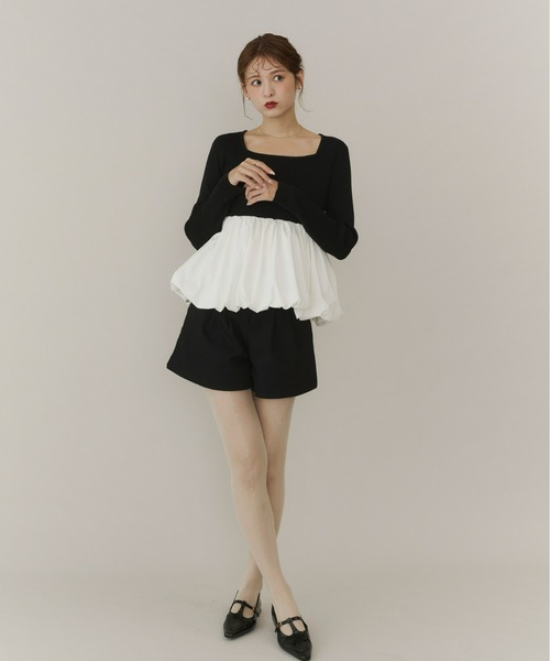 Olu.(オルドット)の「スクエアネックバルーンニット(ニット/セーター・レディース・グレー/ブラック/ベージュ/ブラック×ホワイト・FREE)」の9枚目の写真