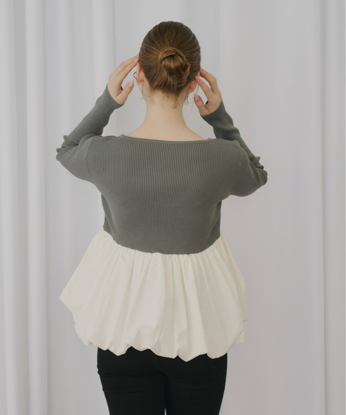 Olu.(オルドット)の「スクエアネックバルーンニット(ニット/セーター・レディース・グレー/ブラック/ベージュ/ブラック×ホワイト・FREE)」の17枚目の写真