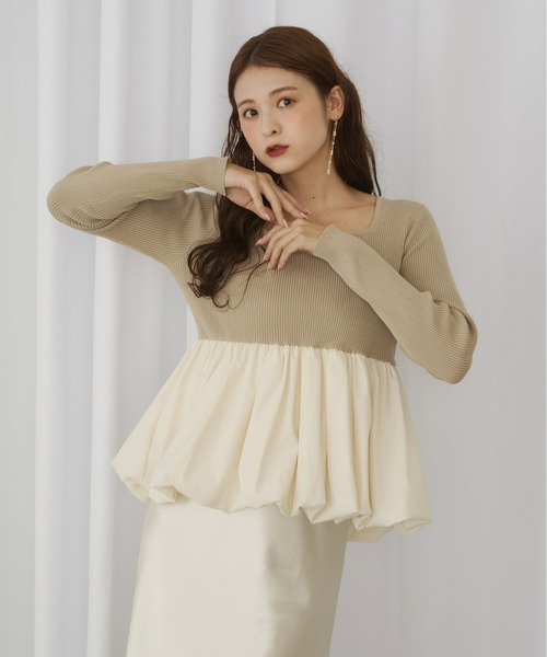 Olu.(オルドット)の「スクエアネックバルーンニット(ニット/セーター・レディース・グレー/ブラック/ベージュ/ブラック×ホワイト・FREE)」の21枚目の写真