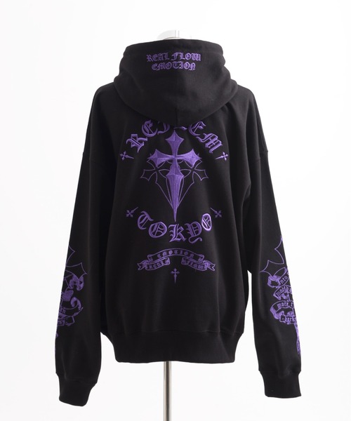 REFLEM レフレム クロス刺繍パーカー REFLEM/レフレム』クロス刺繍ZIPパーカー/ジップアップパーカー
