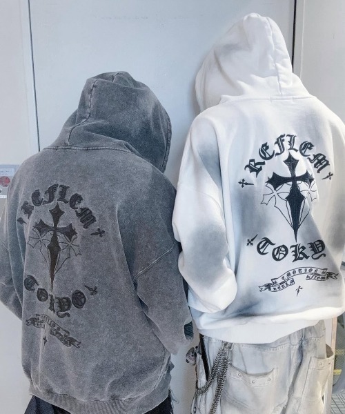 レフレム クロス刺繍パーカー REFLEM/レフレム』クロス刺繍ZIPパーカー/ジップアップパーカー