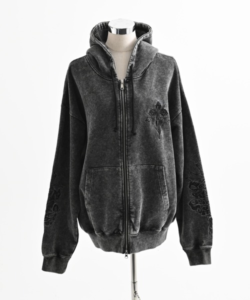 REFLEM/レフレム』クロス刺繍ZIPフーディー/ジップアップパーカー