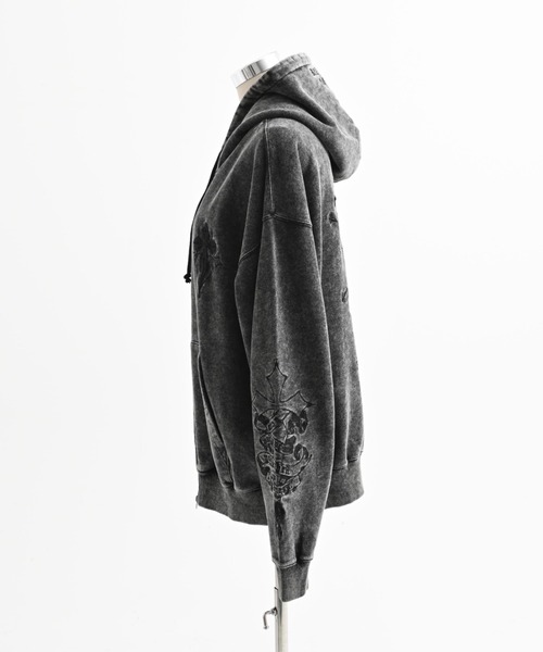 REFLEM（レフレム）の「『REFLEM/レフレム』クロス刺繍ZIPフーディー/ジップアップパーカー（パーカー・レディース・ホワイト/グレー/ブラック×パープル/ブラック×ホワイト/ピンク・FREE）」の13枚目の写真