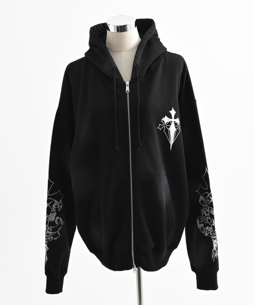 REFLEM/レフレム』クロス刺繍ZIPフーディー/ジップアップパーカー