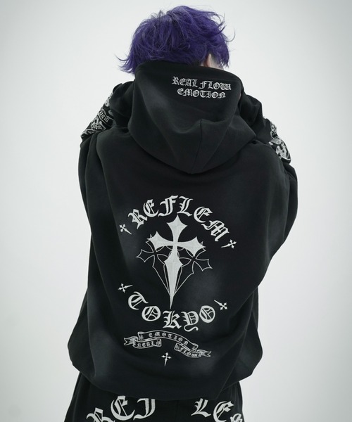 REFLEM/レフレム』クロス刺繍ZIPフーディー/ジップアップパーカー