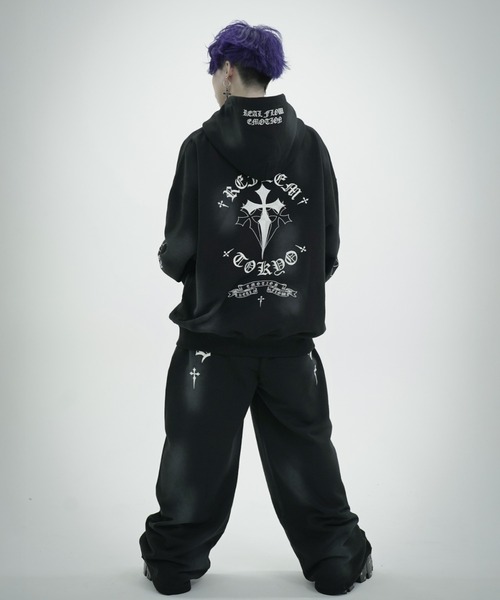 REFLEM/レフレム』クロス刺繍ZIPフーディー/ジップアップパーカー